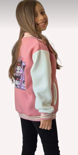 Cg Kids Kuromi içi Şardonlu Sırt Baskı Detaylı Kolej Ceket Süper Kalite Kumaş Baskı - 5
