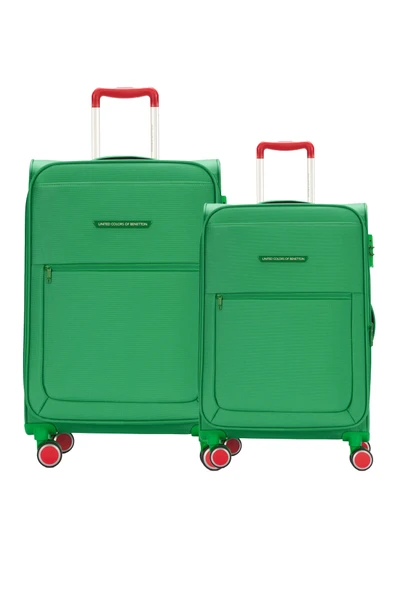 Benetton 2'li Valiz Seti Orta Ve Kabin Boy Lüx Kumaş Valiz Yeşil Bnt2800 ürün görseli 1