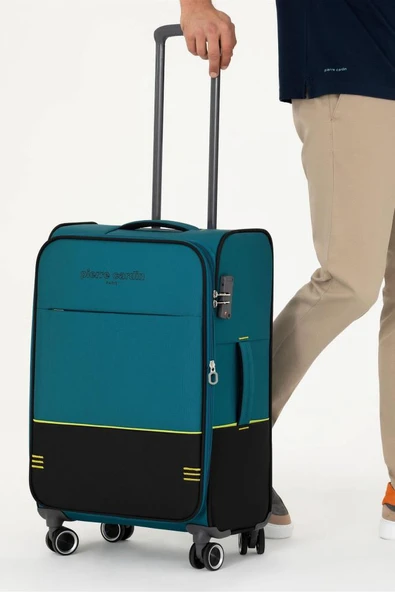 Pierre Cardin Ultra Light Hafif Lüx Kumaş Orta Boy Valiz Petrol 04PC8200 - Resim 5