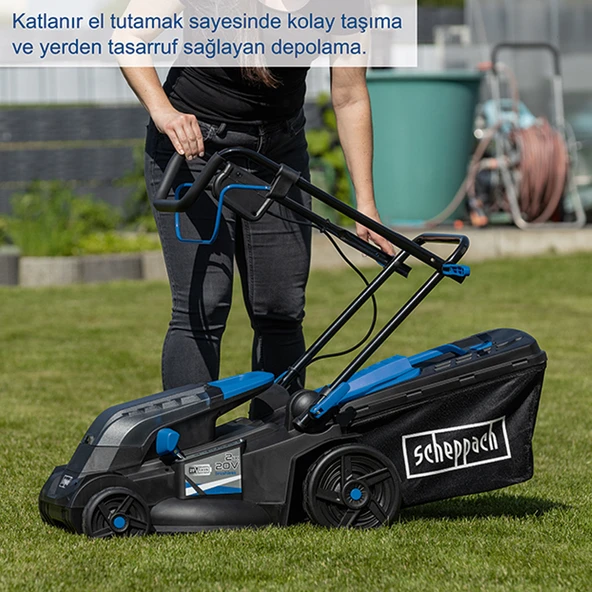 Scheppach BC-MP380 2x4 Ah Akülü Çim Biçme Makinesi - 5911414400 - Resim 4