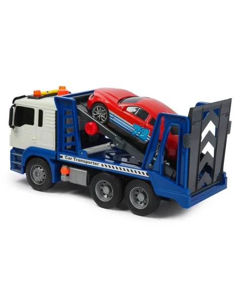 Işıklı Sesli Pilli Araç Taşıyıcı Fonksiyonlu Çekici Oyuncak Kamyon Araba - Resim 3