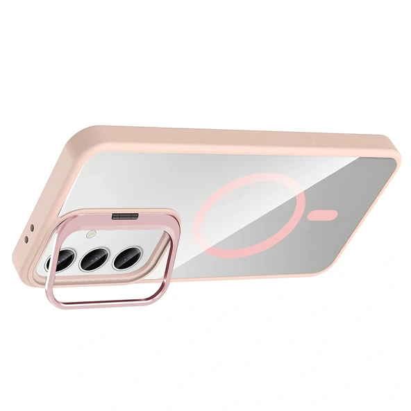 Galaxy S24 Kılıf Standlı ve Kamera Lens Hediyeli M-Safe Şarj Özellikli Zore Etro Kapak - Resim 11