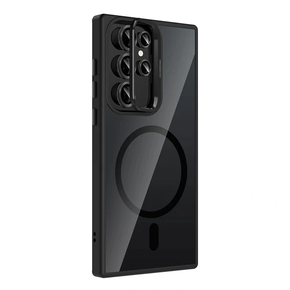 Galaxy S23 Ultra Kılıf Standlı ve Kamera Lens Hediyeli M-Safe Şarj Özellikli Zore Etro Kapak - Resim 8