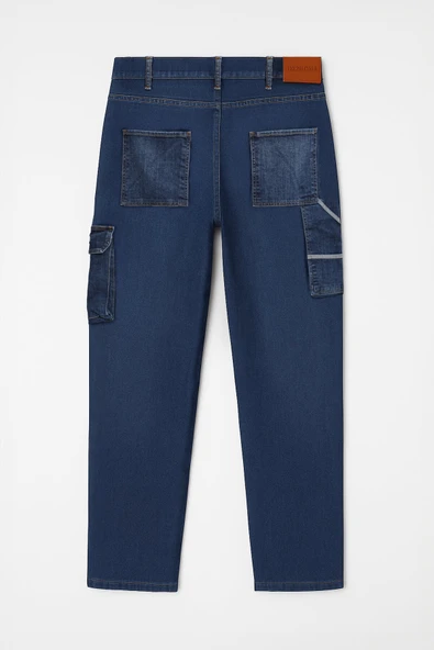 Erkek Regular Fit Kargo Cepli Jean Pantolon - Resim 2