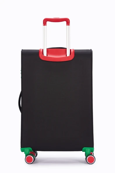 Benetton 2'li Valiz Seti Orta Ve Kabin Boy Lüx Kumaş Valiz Siyah Bnt2800 - Resim 3