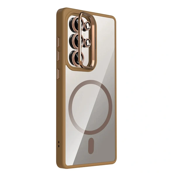 Galaxy S25 Ultra Kılıf Standlı ve Kamera Lens Hediyeli M-Safe Şarj Özellikli Zore Etro Kapak - Resim 8