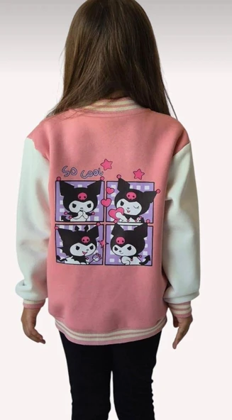 Cg Kids Kuromi içi Şardonlu Sırt Baskı Detaylı Kolej Ceket Süper Kalite Kumaş Baskı - 2