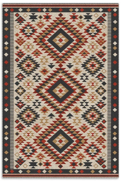 Pastel Home Bej Kırmızı Lacivert Anadolu Kilim Şönil Halı Yolluk Kaymaz Yıkanabilir Mutfak Koridor Salon