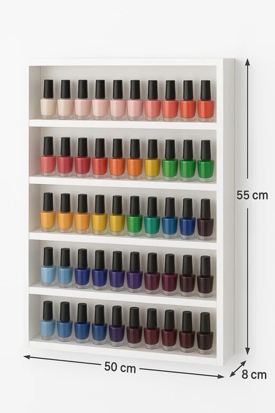 Ahşap Oje Rafı - Biblo, Takı, Aksesuar Rafı 50x55 cm - Resim 4