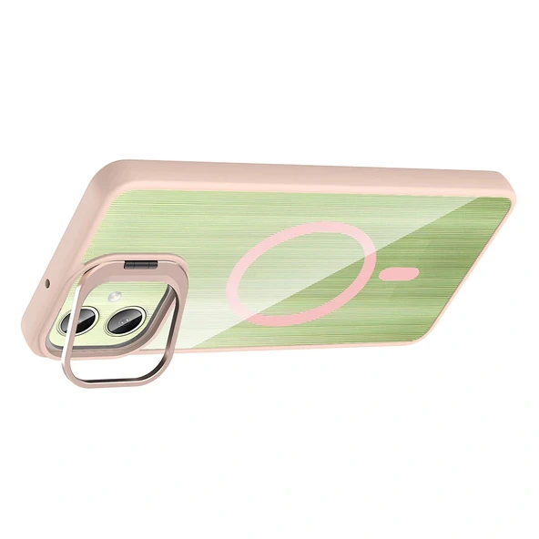 Galaxy A06 Kılıf Standlı ve Kamera Lens Hediyeli M-Safe Şarj Özellikli Zore Etro Kapak - 9