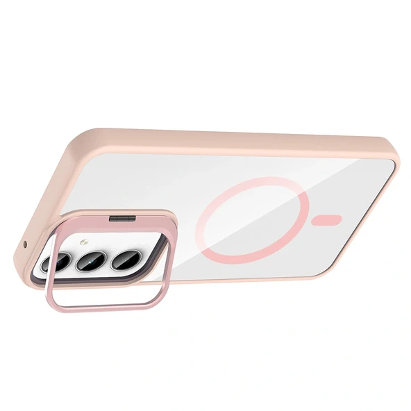 Galaxy A55 Kılıf Standlı ve Kamera Lens Hediyeli M-Safe Şarj Özellikli Zore Etro Kapak - Resim 3