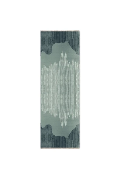 Pastel Home Yeşil saçaklı şönil pamuk dekoratif halı kilim - 6