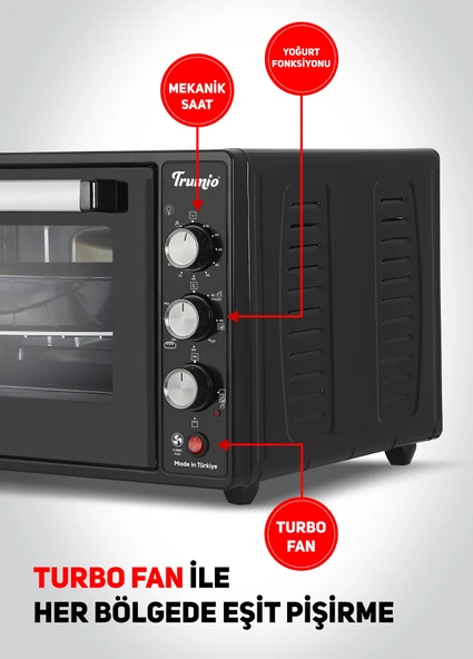 Trumio Elektrikli Fırın, Turbo Fan + Lamba, Yoğurt Mayalama ürün görseli