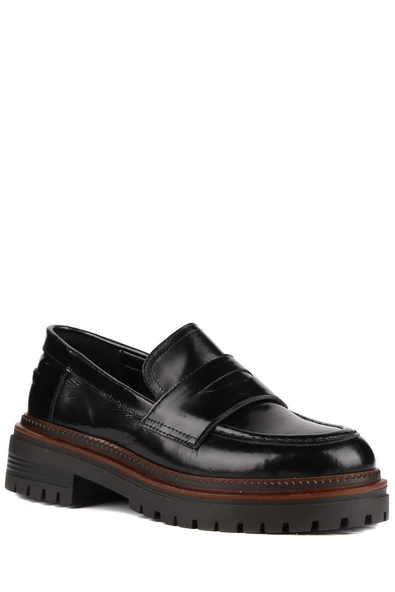 Stato - Siyah Hakiki Açma Deri Kadın Loafer 25-3063-5 - Resim 4