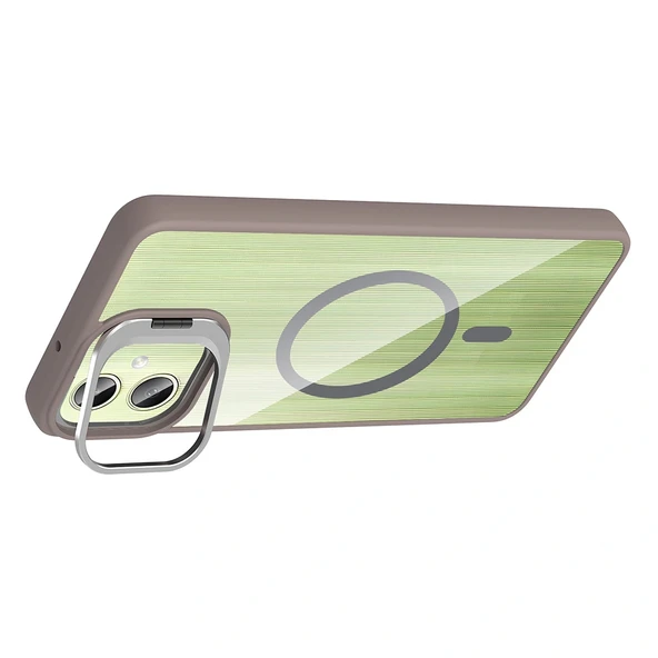 Galaxy A06 Kılıf Standlı ve Kamera Lens Hediyeli M-Safe Şarj Özellikli Zore Etro Kapak - 11