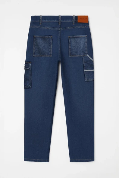 Erkek Regular Fit Kargo Cepli Jean Pantolon - Resim 4