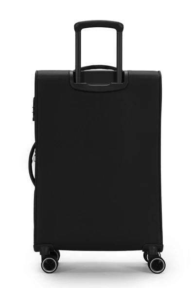 Pierre Cardin 2'li Valiz Seti Orta Ve Kabin Boy Lüx Kumaş Valiz Siyah 04pc6000 - Resim 3