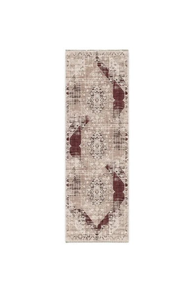 Pastel Home Tasarım Çift Taraflı Yıkanabilir Şönil Halı Kilim Yolluk Toprak Tonlarında Sıcak Ve Nötr Vintage - 3