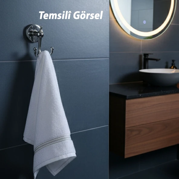 İkili Askılık Vidalı Paslanmaz Metal Duvar Askısı Banyo Wc Mutfak İçin Dayanıklı Krom Gümüş - Resim 4