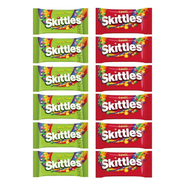 Skittles Yumuşak Draje 38 gr Meyveli ve Ekşili 12 li Karma Paket ürün görseli 1
