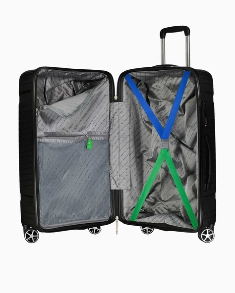 Benetton Orta Boy %100 Polipropilen Valiz Siyah Bnt3000 - Resim 4