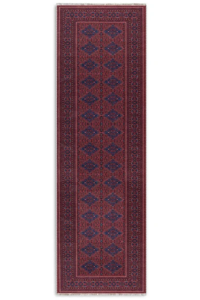 Pastel Home Eskitme bordo pembe kendinden saçaklı şönil afgan halısı kilim kaymaz taban yıkanabilir yolluk - 12