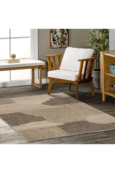 Pastel Home Jüt Doğal Tonlarda Şönil Halı Kilim Yolluk Bej Kahve Kaymaz Yıkanabilir Balkon Mutfak Salon Koridor - 7