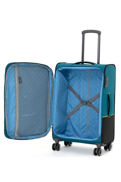 Pierre Cardin Ultra Light Hafif Lüx Kumaş Orta Boy Valiz Petrol 04PC8200 - Resim 4