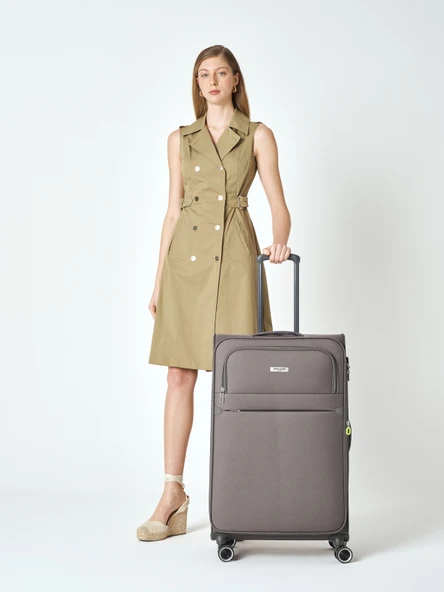 Pierre Cardin 3'lü Valiz Seti Lüx Kumaş Valiz Antrasit 04pc6000 - Resim 6