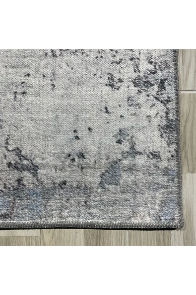 Pastel Home Tasarım Çift Taraflı Yıkanabilir Şönil Halı Kilim Yolluk Abstract Mavi Gri - 2