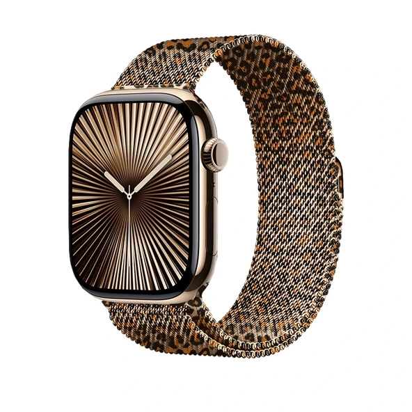 Apple Watch 40mm Zore KRD-01 Leopar Desenli Metal Kordon