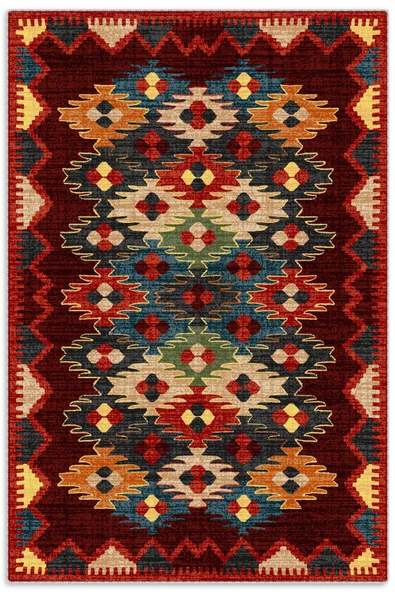 Pastel Home Bordo Anadolu Şönil Halı Kilim Yolluk Kaymaz Yıkanabilir Mutfak Antre Koridor Salon Oturma Odası