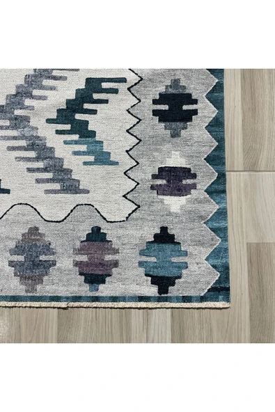 Pastel Home Petrol Yeşili Klasik Anadolu Kilim Şönil Halı Kilim Yolluk Kaymaz Yıkanabilir Mutfak Kordior Salon - 2