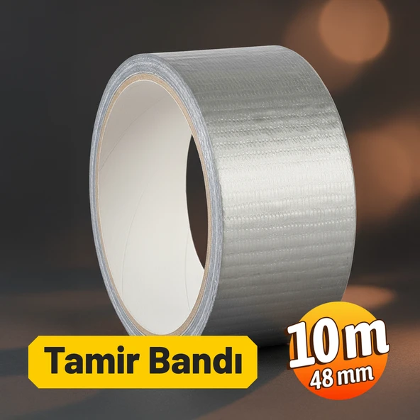 Güçlü Tamir Bandı 48 mm x 10 mt Duct Tape Çok Amaçlı Tamirat Bandı Gri Renkli Su Geçirmez - Resim 2