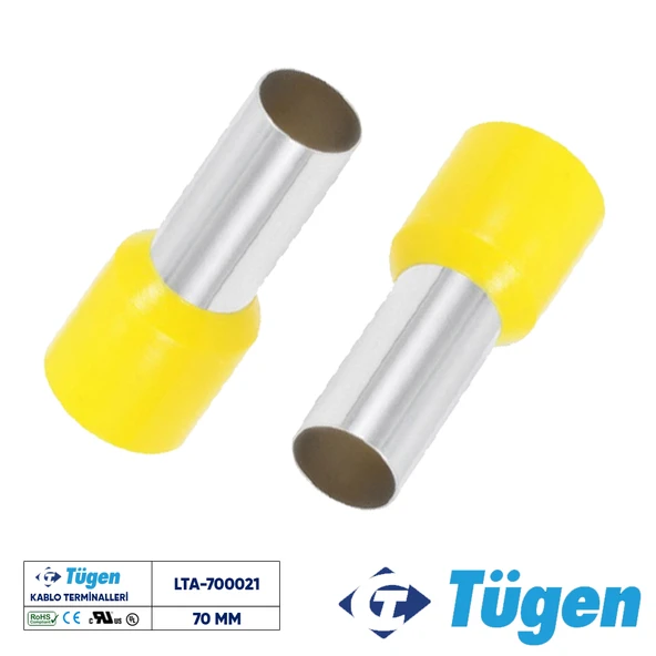 Tügen 70,00mm İzoleli Yüksük Sarı ( 1 Kutu 25 Adet ) ürün görseli 1