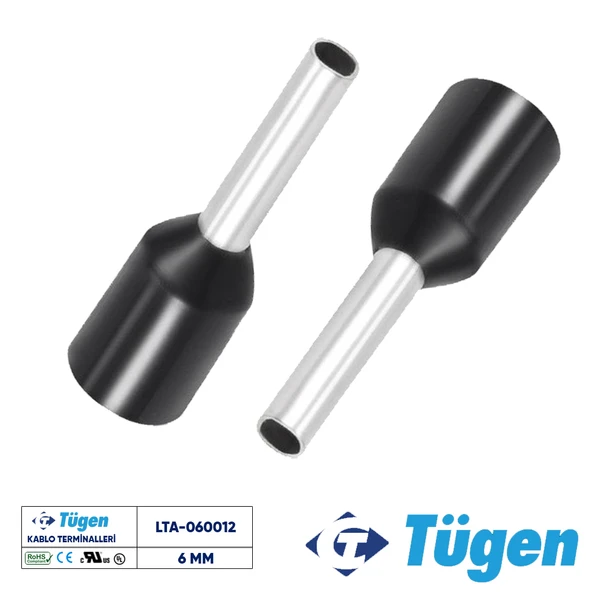 Tügen 6,00mm İzoleli Yüksük Siyah ( 1 Kutu 250 Adet ) ürün görseli 1