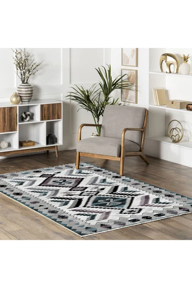 Pastel Home Petrol Yeşili Klasik Anadolu Kilim Şönil Halı Kilim Yolluk Kaymaz Yıkanabilir Mutfak Kordior Salon - 5