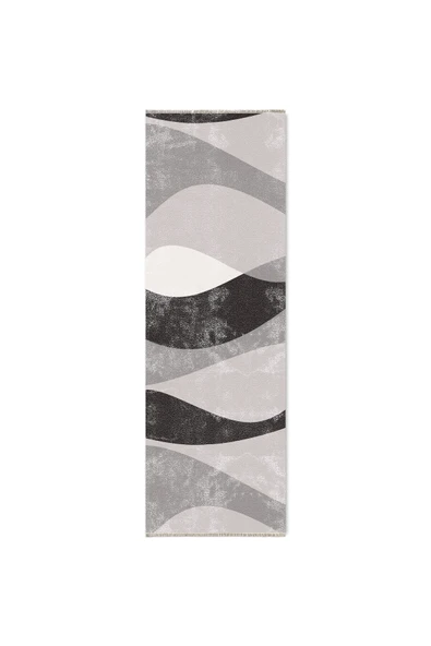 Pastel Home Siyah Gri Antrasit Modern Şönil Halı Kilim Yolluk Kaymaz Yıkanabilir Salon Koridor Mutfak - Resim 6