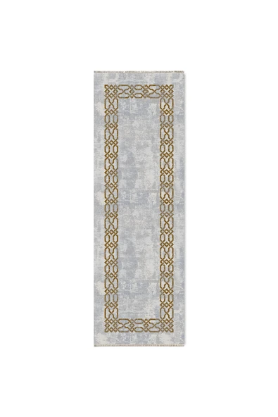 Pastel Home Hardal Çerçeveli Şönil Halı Kilim Yolluk Kaymaz Kendinden Saçaklı Yıkanabilir Salon Koridor Mutfak - Resim 6