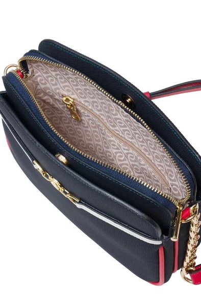 U.S. Polo Assn. Çapraz Askılı Kadın Çanta Lacivert-Beyaz-Kırmızı Us25239 - Resim 5