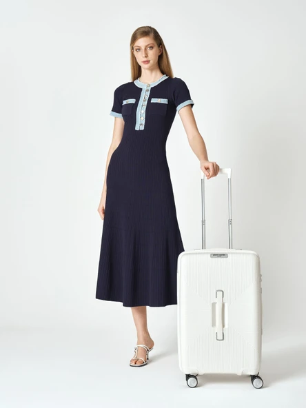 Pierre Cardin Orta Boy %100 Polipropilen Valiz Beyaz 04PC7080 - Resim 9