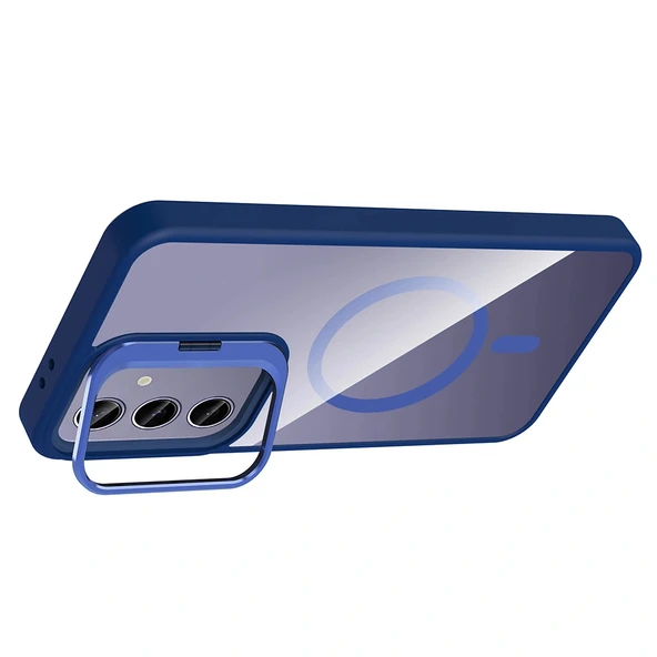 Galaxy S24 Plus Kılıf Standlı ve Kamera Lens Hediyeli M-Safe Şarj Özellikli Zore Etro Kapak - Resim 9