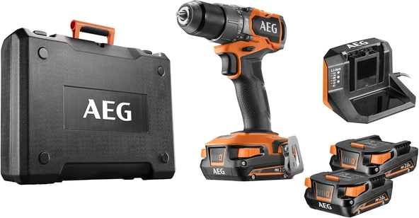 Aeg BSB 18SBL2-202C 2x2.0Ah Çift Akülü Darbeli Matkap - 4935480058