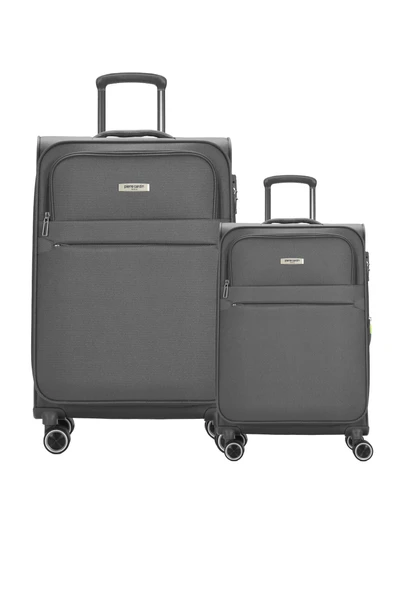 Pierre Cardin 2'li Valiz Seti Büyük Ve Kabin Boy Lüx Kumaş Valiz Antrasit 04pc6000 ürün görseli 1