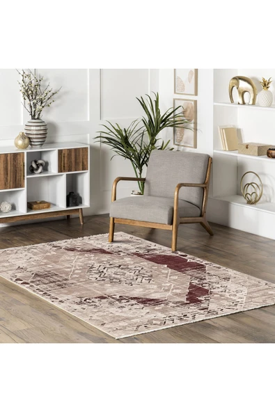 Pastel Home Tasarım Çift Taraflı Yıkanabilir Şönil Halı Kilim Yolluk Toprak Tonlarında Sıcak Ve Nötr Vintage - 10