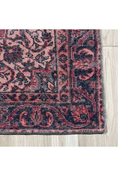 Pastel Home Eskitme Bordo Isparta Modeli Şönil Halı Kilim Yolluk Tasarım Çift Taraflı Makinada Yıkanabilir - 5