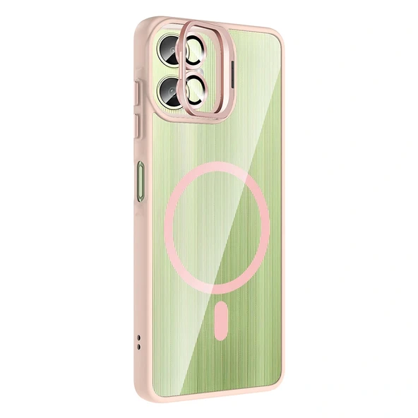 Galaxy A06 Kılıf Standlı ve Kamera Lens Hediyeli M-Safe Şarj Özellikli Zore Etro Kapak - 8