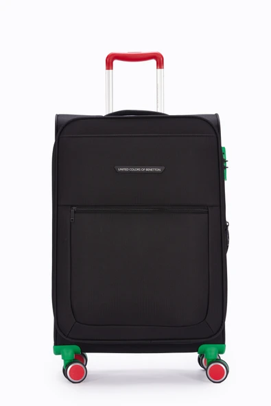 Benetton 2'li Valiz Seti Orta Ve Kabin Boy Lüx Kumaş Valiz Siyah Bnt2800 - Resim 2