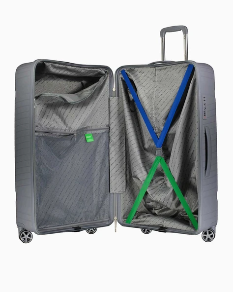 Benetton Büyük Boy %100 Polipropilen Valiz Gri Bnt3000 - Resim 4