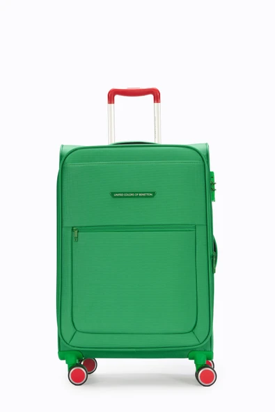 Benetton 2'li Valiz Seti Orta Ve Kabin Boy Lüx Kumaş Valiz Yeşil Bnt2800 - Resim 2